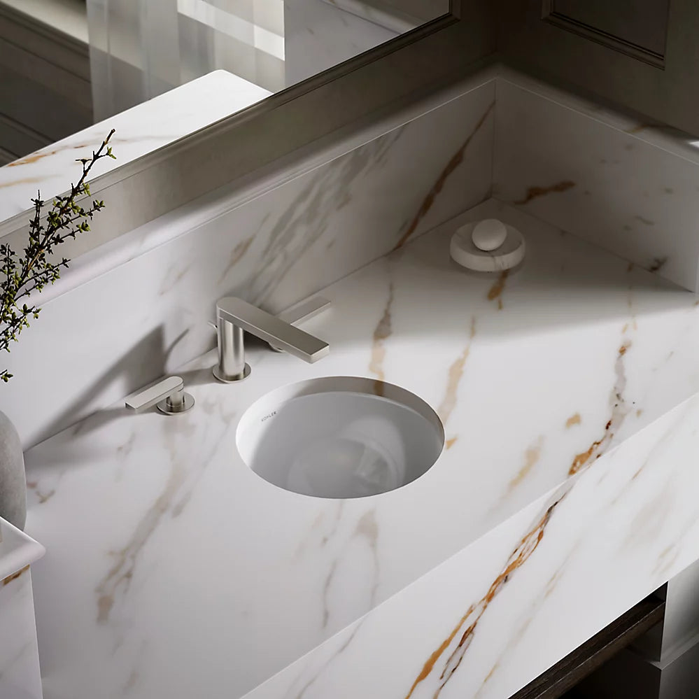 Kohler 13-1/4" round drop-in/undermount bathroom sink, no overflow
