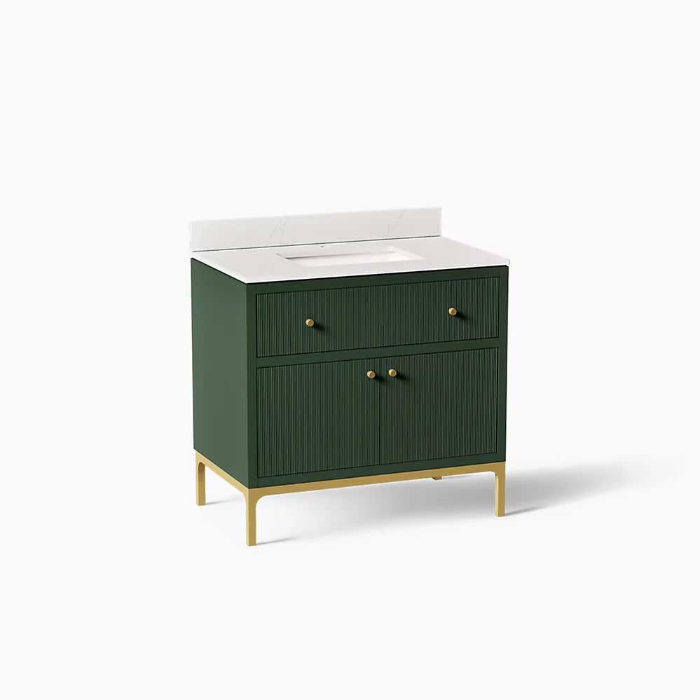 Kohler Calpa Cabinet and Quartz Top 36-Inch Single-Sink Bathroom Vanity