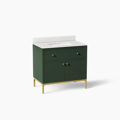 Kohler Calpa Cabinet and Quartz Top 36-Inch Single-Sink Bathroom Vanity
