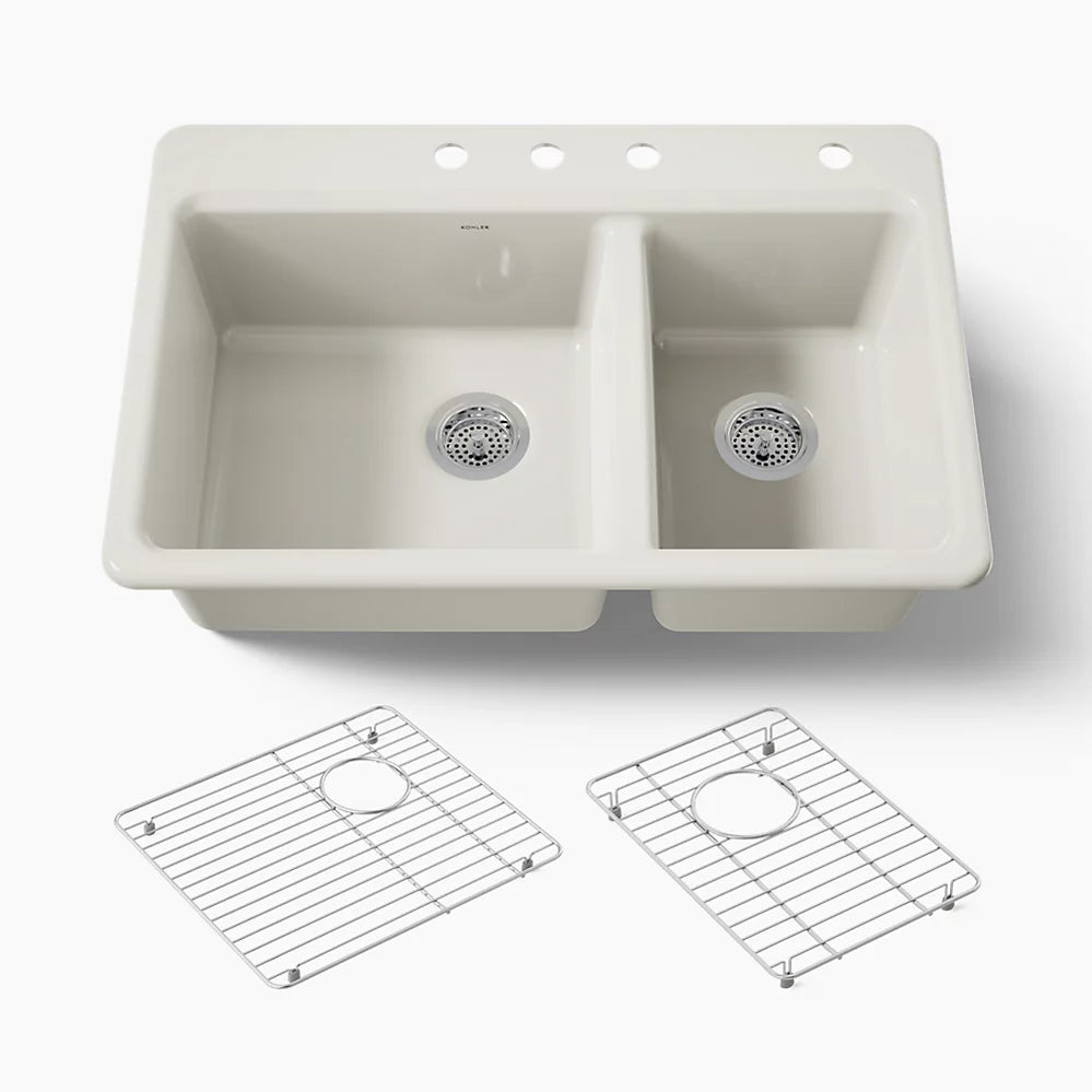 Kohler Riverby® 33" top-mount double-bowl kitchen sink