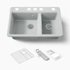 Kohler Riverby® 33" undermount double-bowl workstation kitchen sink