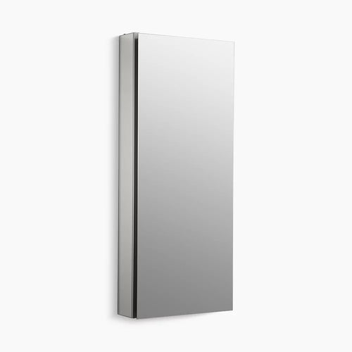 Kohler 15" W x 36-1/8" H aluminum single-door medicine cabinet with 170 degree hinge