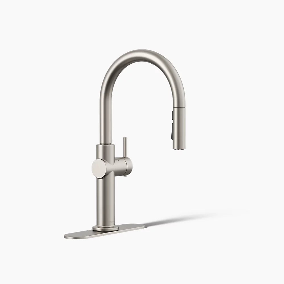 Kohler Touchless pull-down kitchen sink faucet with three-function sprayhead