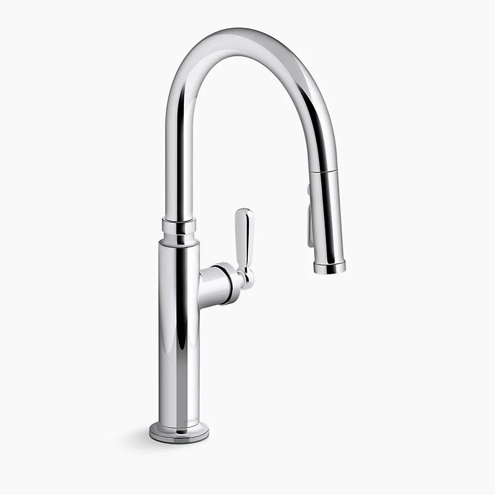 Kohler Pull-down kitchen sink faucet with three-function sprayhead