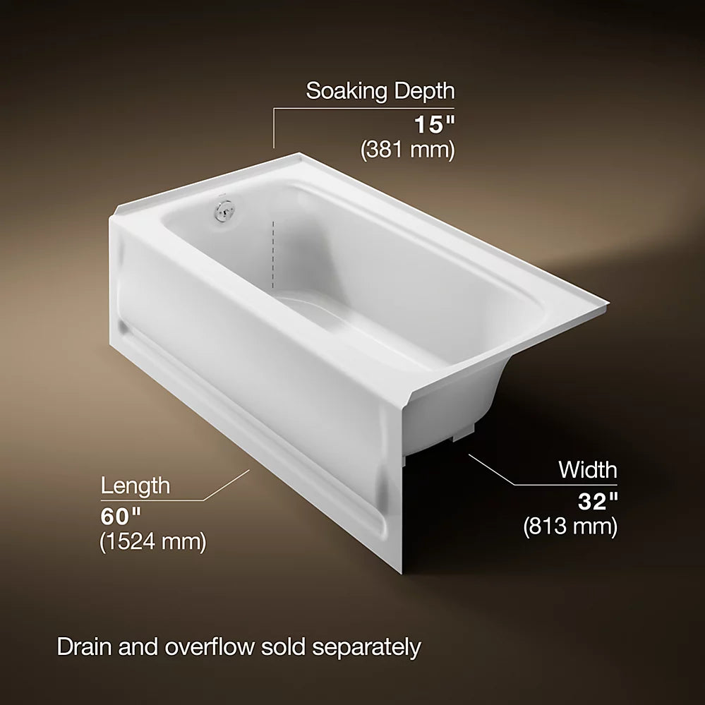 Kohler Bancroft Alcove Bath Left Drain