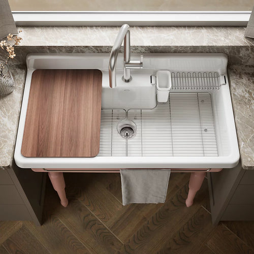 Kohler Farmstead® 45" top-/wall-mount single-bowl workstation farmhouse kitchen sink