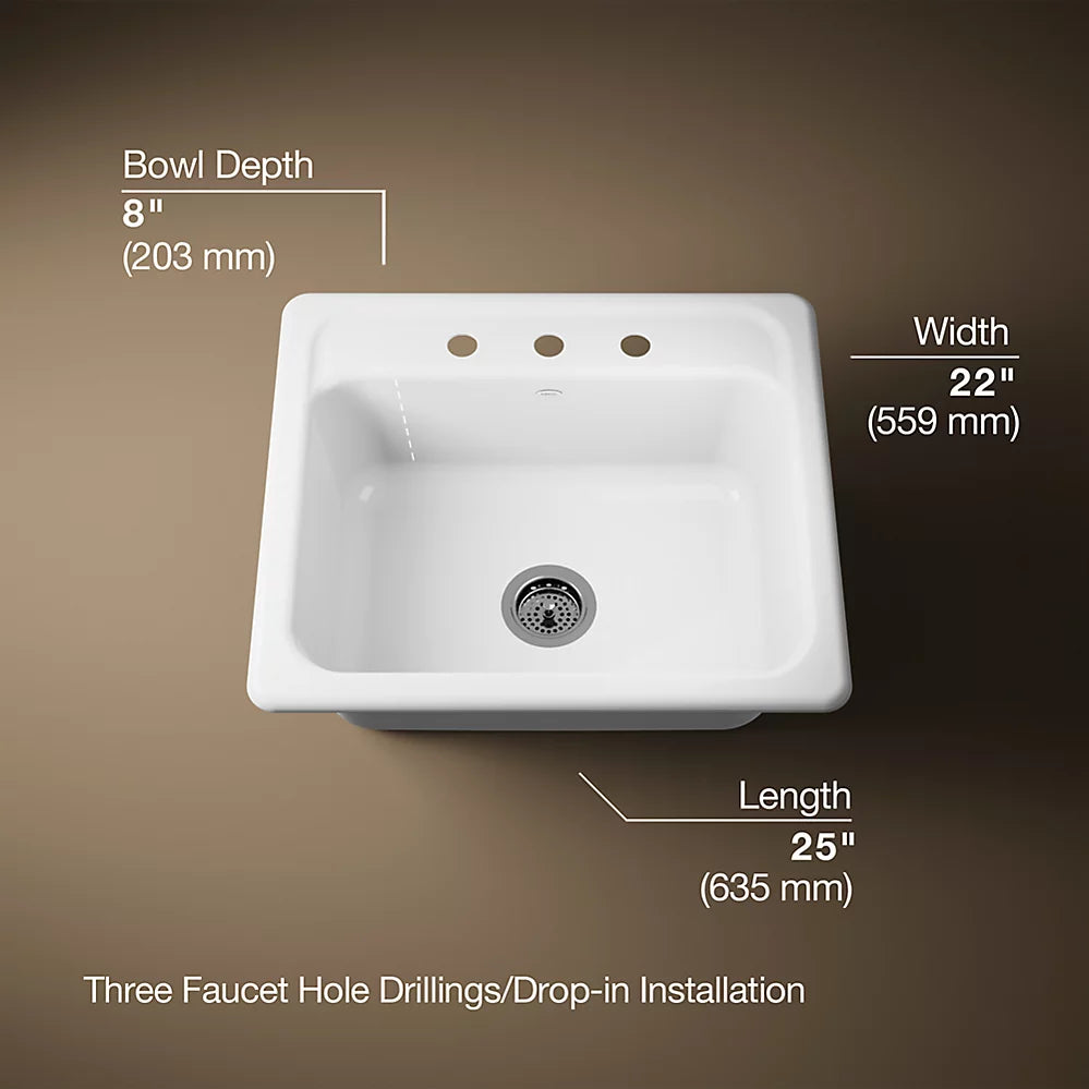 Kohler Mayfield™ 25" top-mount single-bowl kitchen sink
