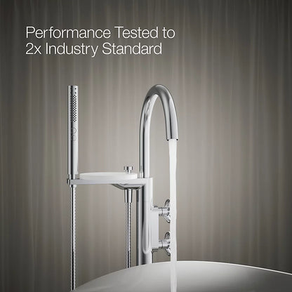 Kohler Floor-mount bath filler trim with industrial handles and handshower