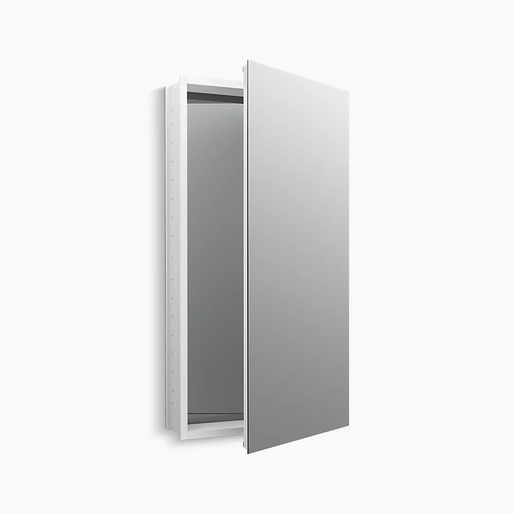 Kohler 20-1/8" W x 36-1/8" H aluminum single-door medicine cabinet with 170 degree hinge