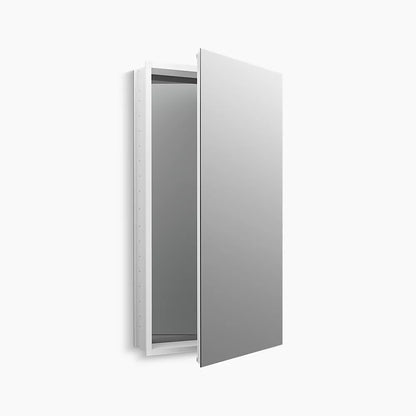 Kohler 20-1/8" W x 36-1/8" H aluminum single-door medicine cabinet with 170 degree hinge