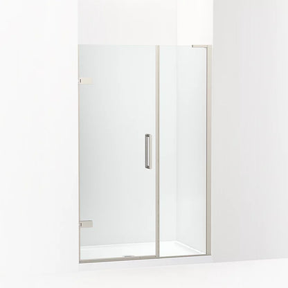 Kohler Frameless pivot shower door, 71-3/4" H x 46 - 46-3/4" W, with 3/8" thick Crystal Clear glass