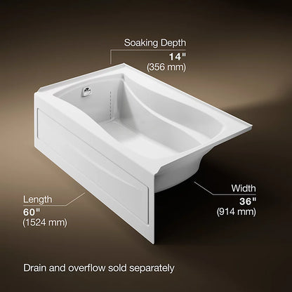 Kohler Mariposa 60" x 36" Alcove bath, left drain