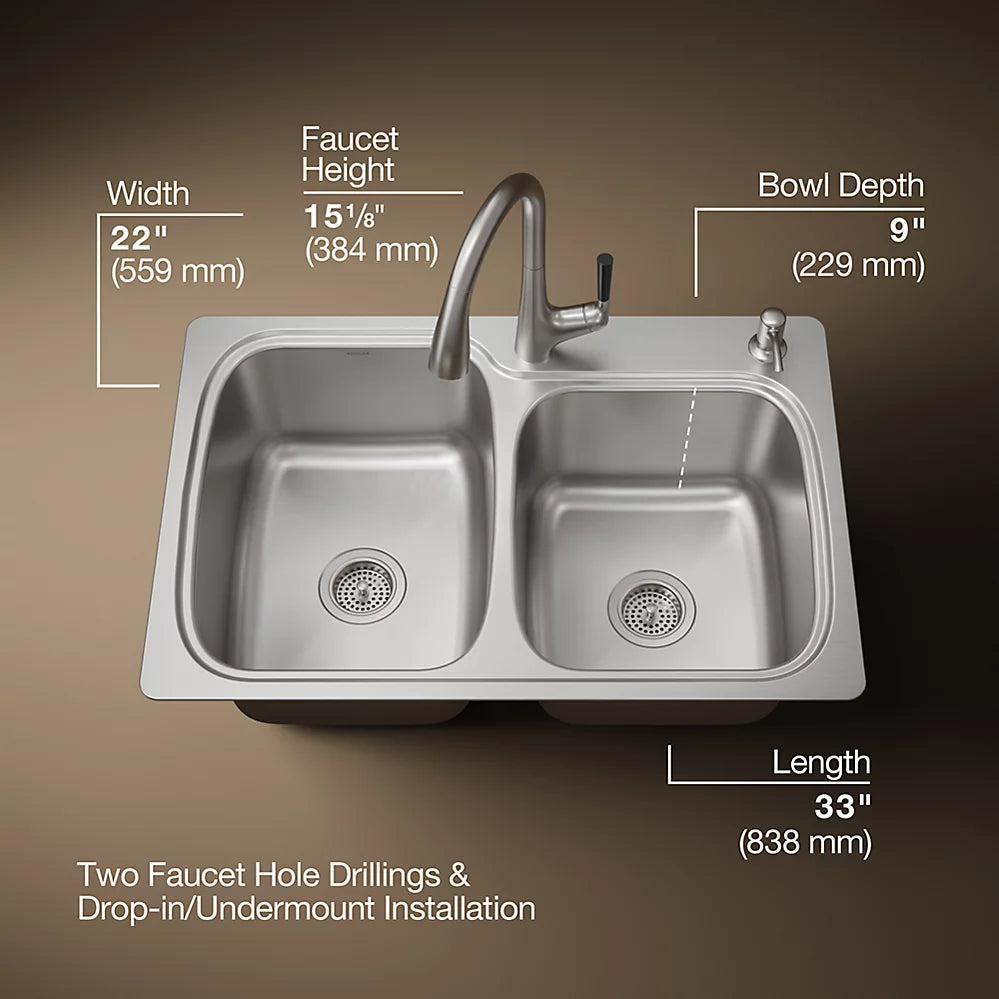 Kohler All-In-One 33" top-/undermount double-bowl kitchen sink