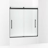 Kohler Frameless sliding bath door, 61-9/16" H x 56-5/8 - 59-5/8" W, with 3/8"-thick Crystal Clear glass