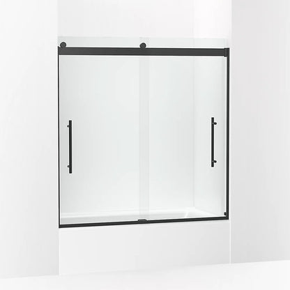 Kohler Frameless sliding bath door, 61-9/16" H x 56-5/8 - 59-5/8" W, with 3/8"-thick Crystal Clear glass