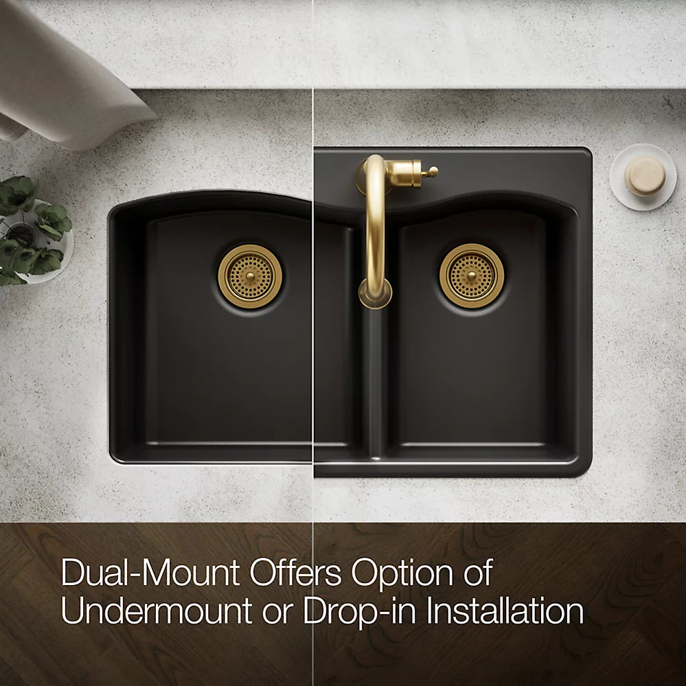 Kohler Kennon® 33" top-/undermount double-bowl kitchen sink