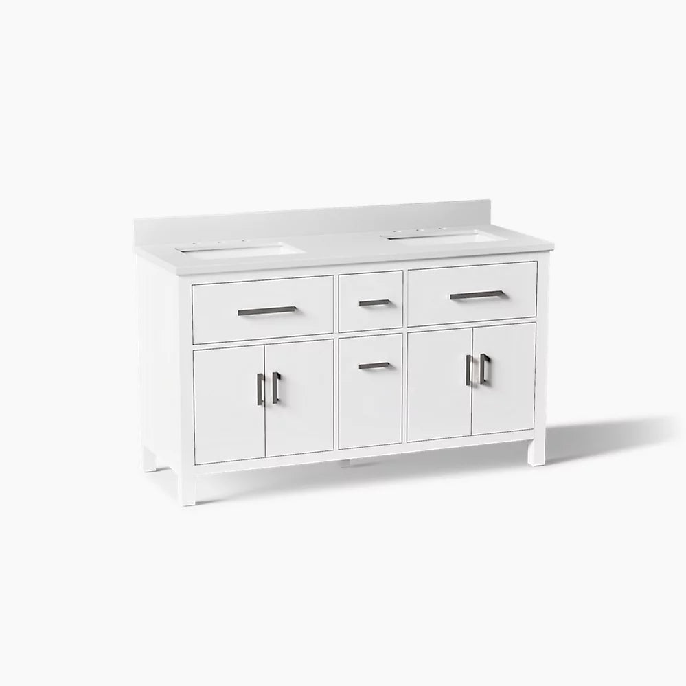 Kohler Kresla Cabinet With Sinks And Quartz Top 60-Inch Double-Sink Bathroom Vanity