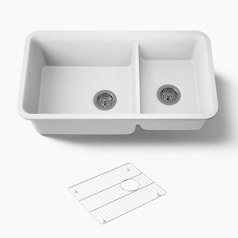 Kohler Cairn® 33-1/2" undermount double-bowl kitchen sink