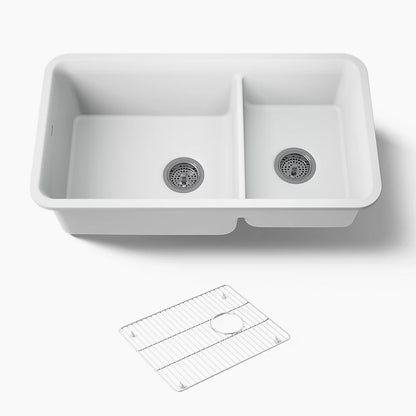 Kohler Cairn® 33-1/2" undermount double-bowl kitchen sink