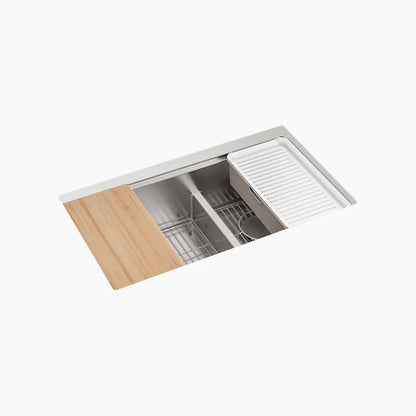 Kohler Smart Divide® 32" undermount double-bowl workstation kitchen sink