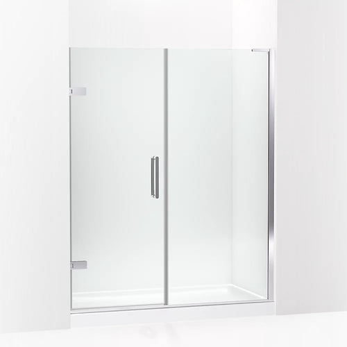 Kohler Frameless pivot shower door, 71-3/4" H x 58 - 58-3/4" W, with 3/8" thick Crystal Clear glass