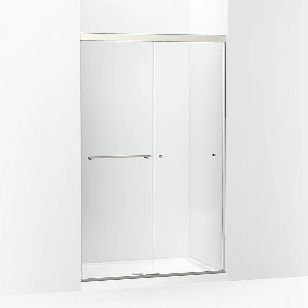 Kohler Sliding shower door, 76" H x 44-5/8 - 47-5/8" W, with 5/16" thick Crystal Clear glass