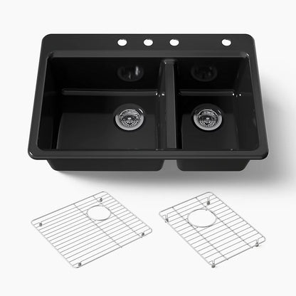 Kohler Riverby® 33" top-mount double-bowl kitchen sink
