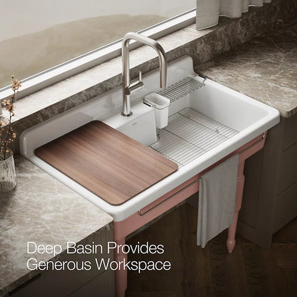Kohler Farmstead® 45" top-/wall-mount single-bowl workstation farmhouse kitchen sink