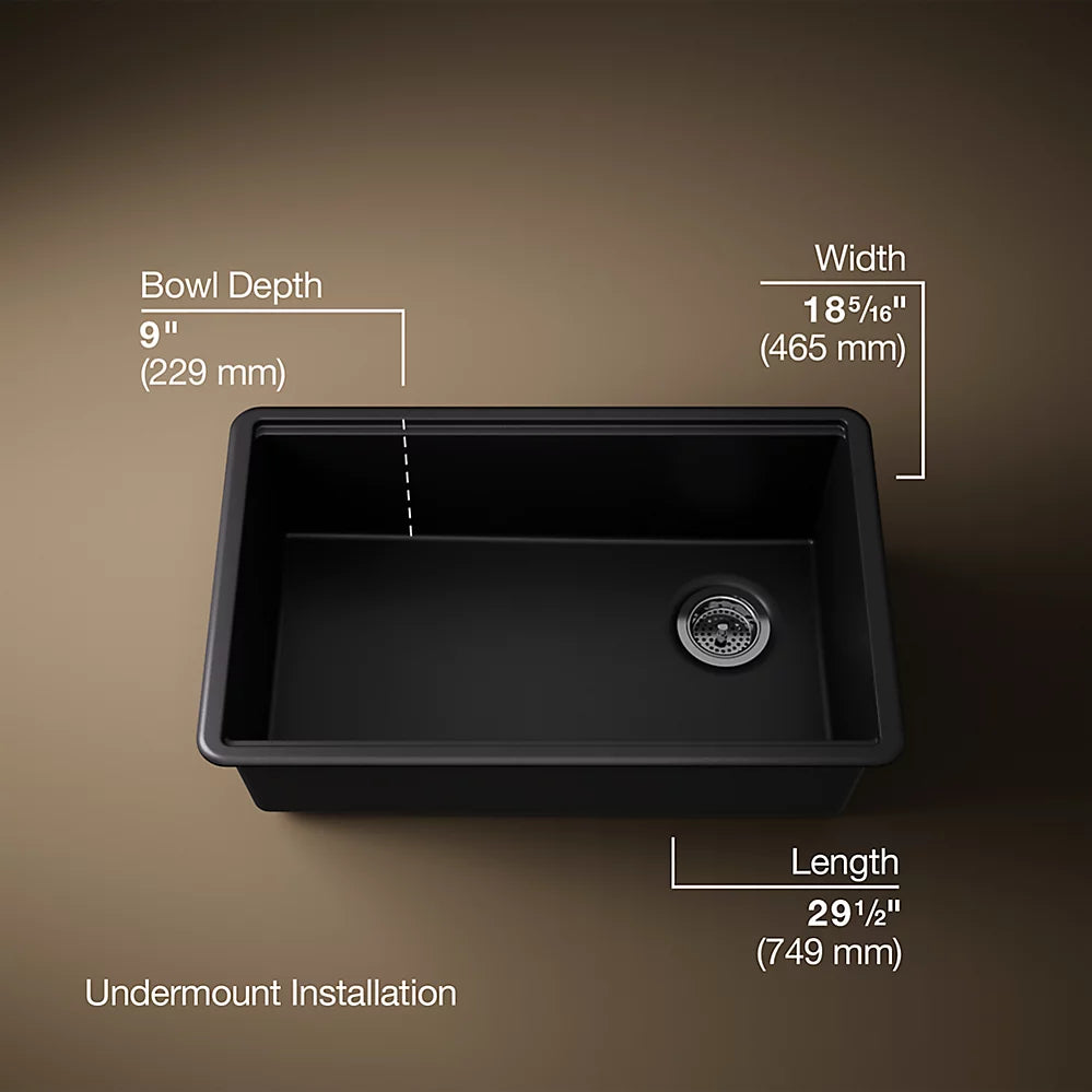Kohler Billings® 29" undermount single-bowl workstation kitchen sink