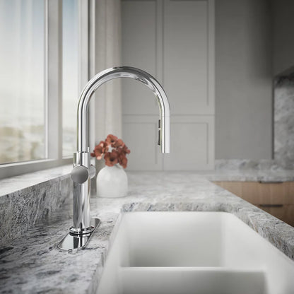 Kohler Touchless pull-down kitchen sink faucet with three-function sprayhead