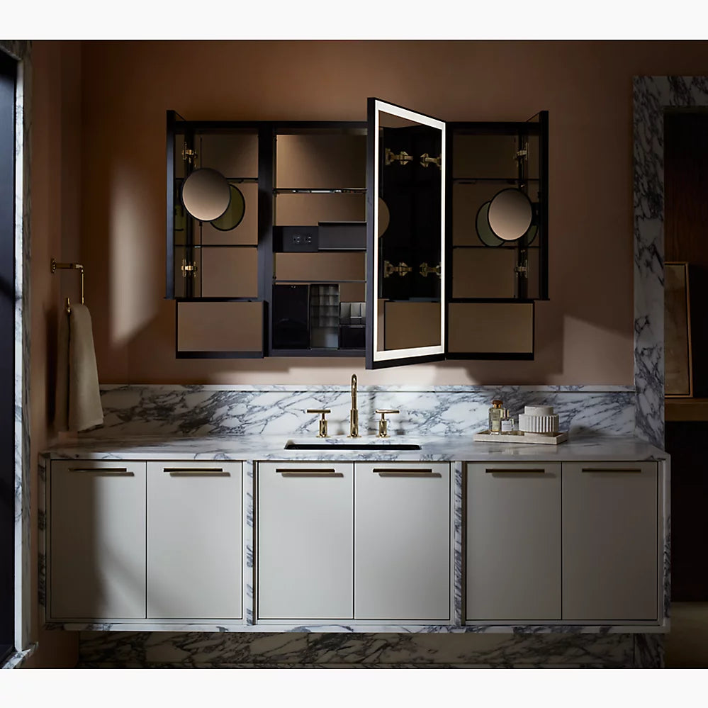 Kohler 12" x 32" framed medicine cabinet, left-hinged