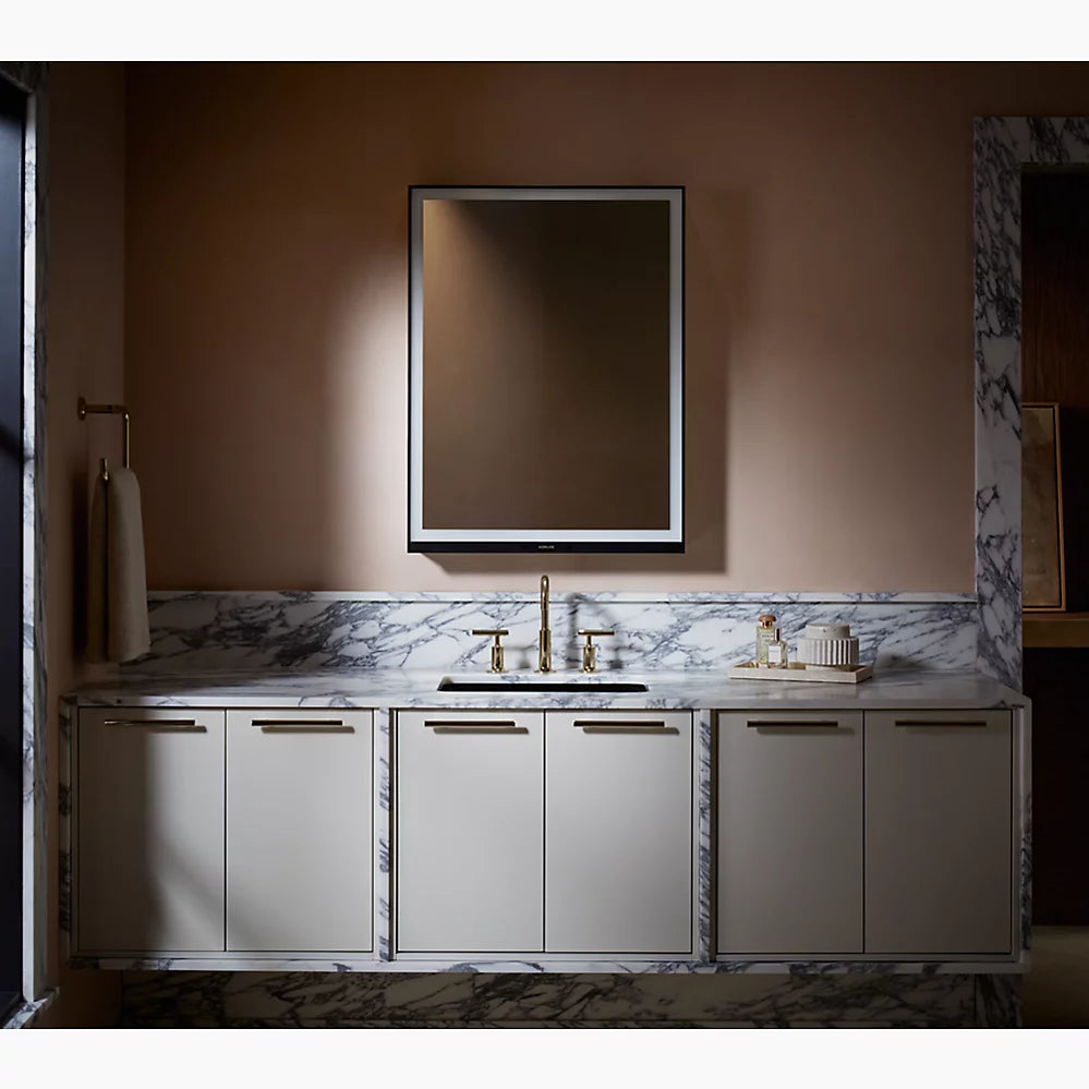 Kohler 24" x 32" lighted framed medicine cabinet, left-hinged