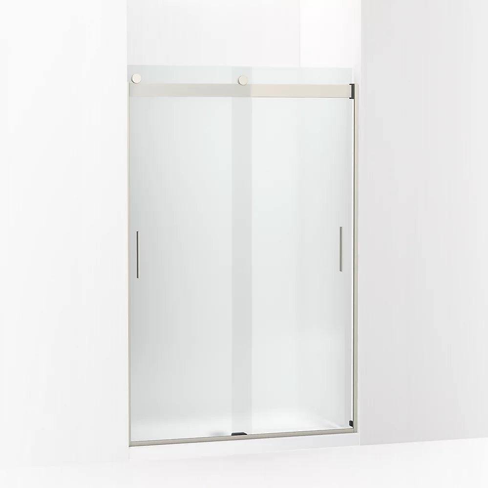 Kohler Sliding shower door, 74" H x 43-5/8 - 47-5/8" W, with 1/4" thick Frosted glass