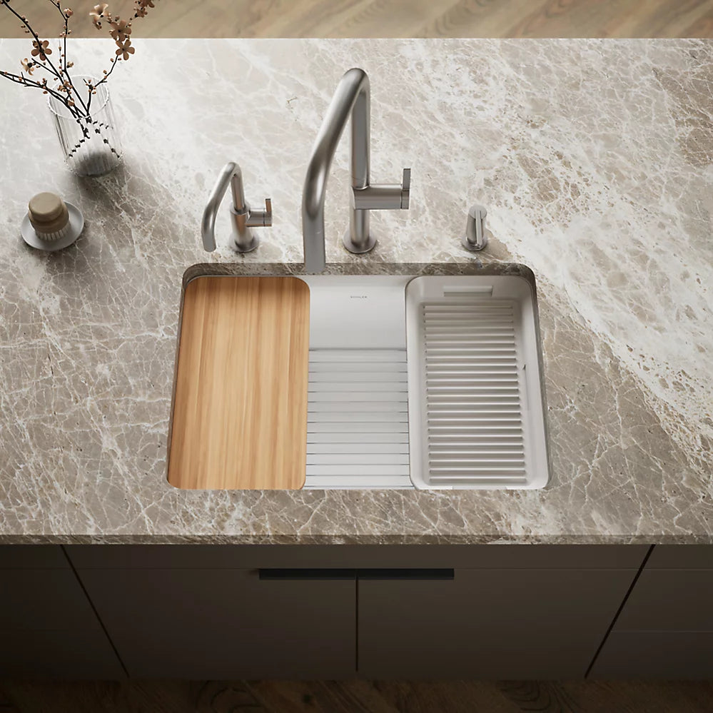 Kohler Riverby® 27" undermount single-bowl workstation kitchen sink