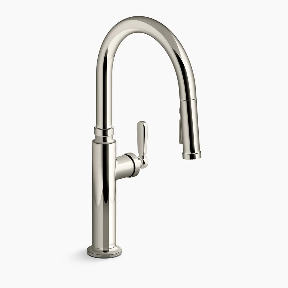 Kohler Pull-down kitchen sink faucet with three-function sprayhead