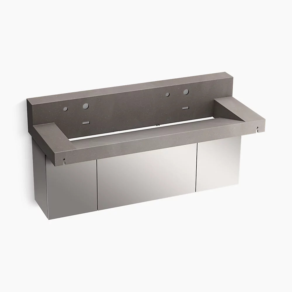 Kohler 60" wall-mount trough lavatory system with backsplash
