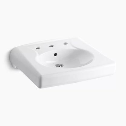 Kohler Wall-mount or concealed carrier arm mount commercial bathroom sink with widespread faucet holes