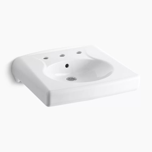 Kohler Wall-mount or concealed carrier arm mount commercial bathroom sink with widespread faucet holes