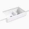 Kohler Smart Divide® 35-1/2" undermount double-bowl farmhouse kitchen sink with short apron