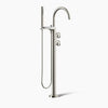 Kohler Floor-mount bath filler trim with industrial handles and handshower