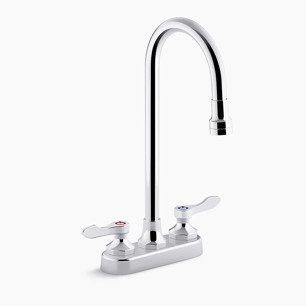 Kohler 0.5 gpm centerset bathroom sink faucet with aerated flow, gooseneck spout and lever handles, drain not included