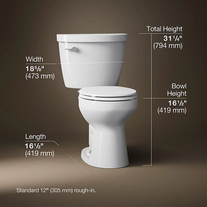 Kohler Two-piece round-front toilet, 1.28 gpf