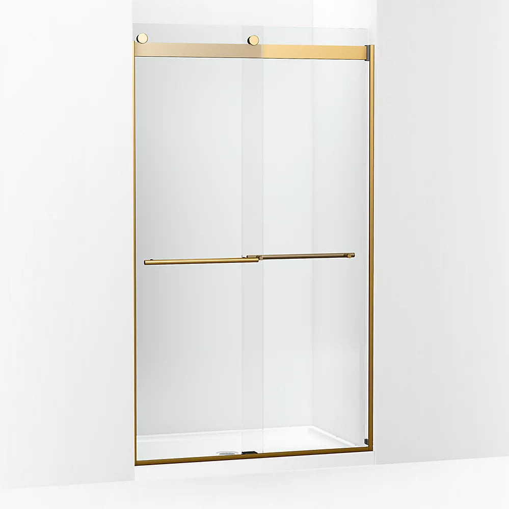 Kohler Frameless sliding shower door, 81-5/8" H x 44-5/8 - 47-5/8" W, with 3/8"-thick Crystal Clear glass