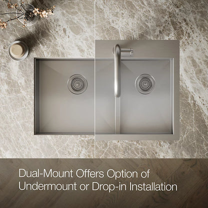 Kohler Vault™ Smart Divide® 33" top-/undermount double-bowl kitchen sink
