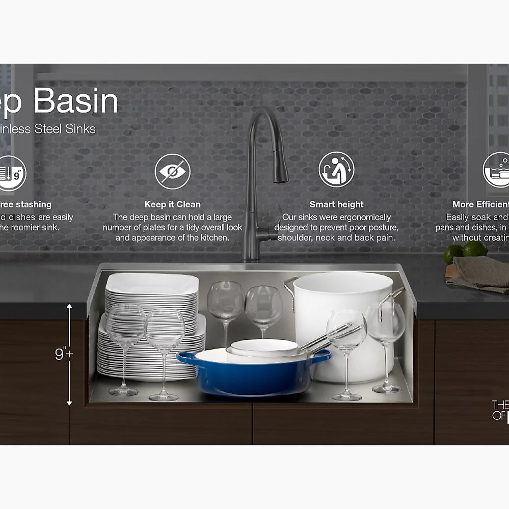 Kohler 33" undermount single-bowl workstation kitchen sink