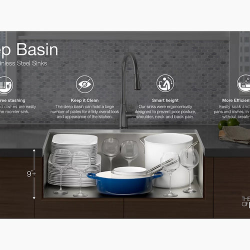 Kohler 33" undermount single-bowl workstation kitchen sink