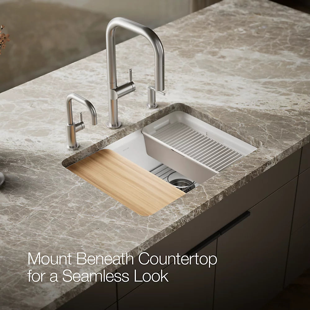 Kohler Riverby® 27" undermount single-bowl workstation kitchen sink