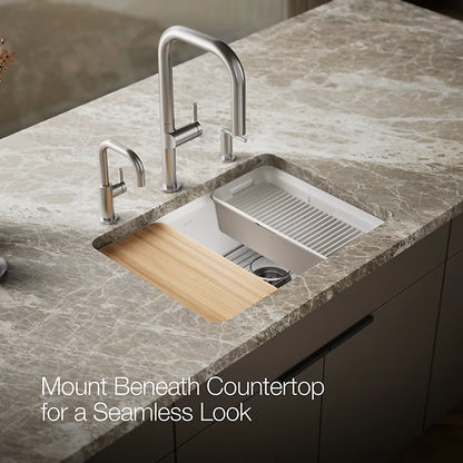 Kohler Riverby® 27" undermount single-bowl workstation kitchen sink