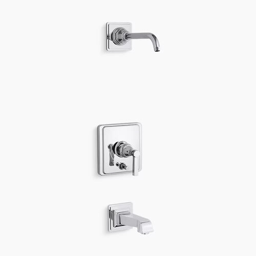 Kohler Rite-Temp® bath and shower trim kit with push-button diverter and lever handle, without showerhead