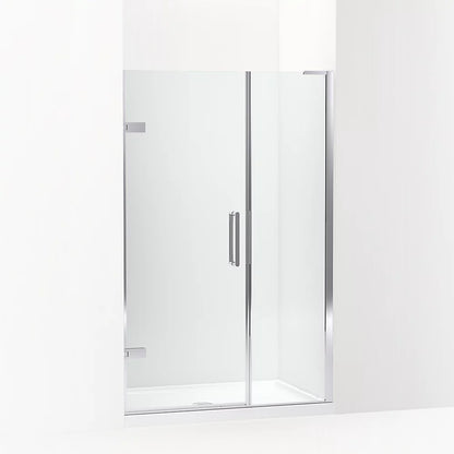 Kohler Frameless pivot shower door, 71-3/4" H x 46 - 46-3/4" W, with 3/8" thick Crystal Clear glass